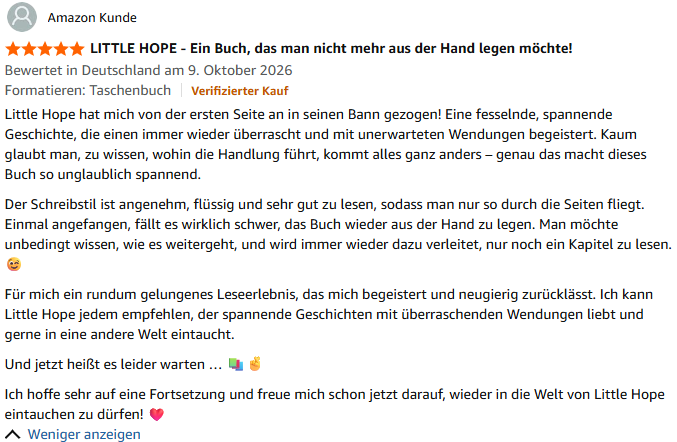 Weitere Amazon-Bewertung zu Little Hope